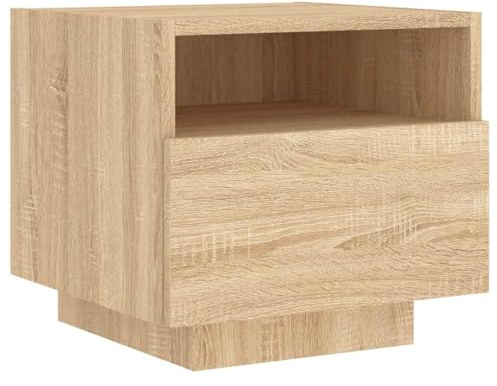 vidaXL Nachttisch mit LED-Leuchten Sonoma Eiche 40x39x37 cm
