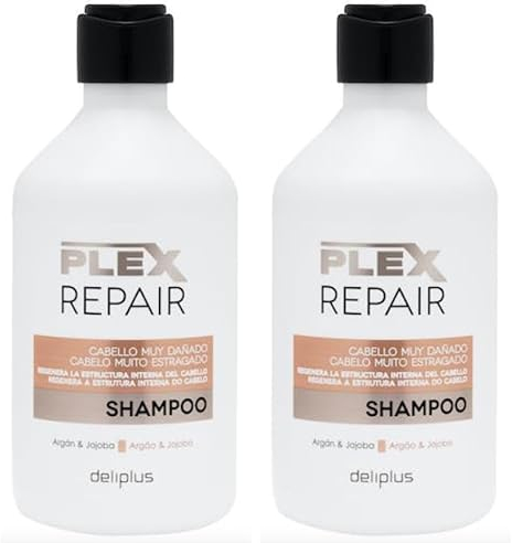 Plex Repair Shampoo für stark geschädigtes Haar mit Argan und Jojoba, 400 ml, 2er Pack (2 x 400 ml) Deliplus
