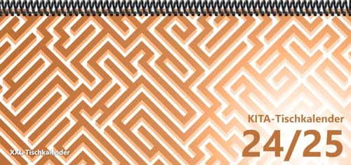 KiTa - Tischkalender 2024/25: XXL-Tischkalender, Bunt-Kalender Labyrinth braun 14,5 x 32,5 cm