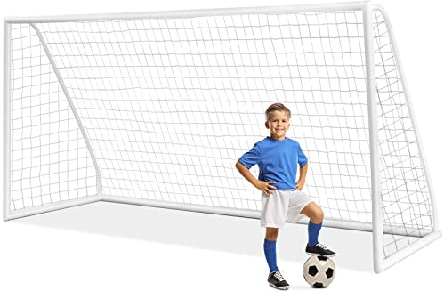 LIFEZEAL Väderbeständig och stabil fotbollsmål, 365 x 120 x 182 cm, utomhus målvägg för barn och vuxna, fotbollsmål med nötningsbeständigt PE-nät