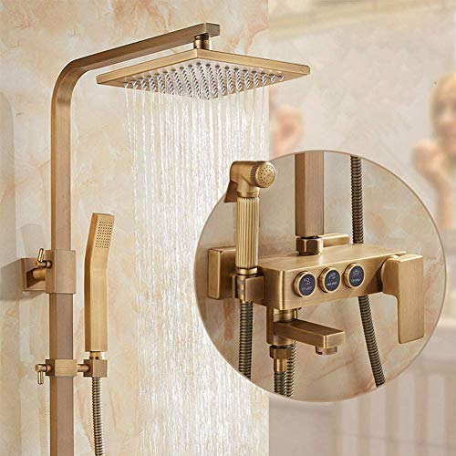 Duscharmaturen-Set, Antik-Bronze-Regen-Duschset mit Bidet-Spray, Wannen-Dusch-Mischbatterie aus verschmutztem Messing mit Handbrause, Duscharmaturen für den Außenbereich