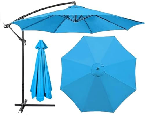 HonunGron Auvent De Remplacement pour Parasol 2m/2,7m/3m, 6 Baleines/8 Baleines Toile De Parasol Déporté Remplacement Pour Cour,Jardin,Plage,Polyester Anti UV 50+ (2M 6-Ribs,Bleu)