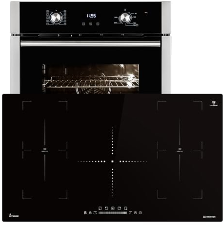 Autarkes Herdset | 60cm Einbaubackofen EB8005ED | 90cm Induktionskochfeld IH89005FZ | Pizzafunktion | Grill | Umluft | Heißluft | Automatik-Timer | 2-fach Wärmeschutzverglasung | SET8005IH890FZ