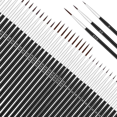 60Pcs Detail Paint Brushes Set, 15pcs Miniature Brushes for Fine Detailing & Art Painting - Acrylic, Oil, Watercolors & Paint by Number, Models, Face, Nail, Craft 40k