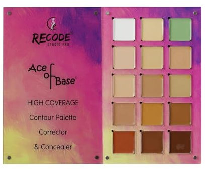 Recode Beauty Concealer, Colour Corrector & Contour Palette, Erases Dark Circles, Uneven Skin Tone, Redness, Blemishes, Even Scars, 15 Shades