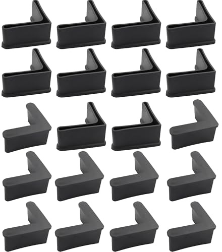 AUXBC 20PCS L Shaped Black Furniture Foot Caps 50mm x 50mm Rubber Caps Angle Iron End Caps, Furniture Angle Pads Bed Steel Frame Racks Shelves Rubber Feet Covers
