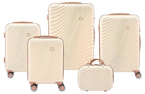 Convector Set Quattro Trolley + Beauty Case Da Viaggio, Valigie Rigide in 5 Dimensioni Con Ruote Girevoli a 360 °, Lucchetto TSA e Struttura in ABS Doppio Strato, Antigraffio e Antiurto
