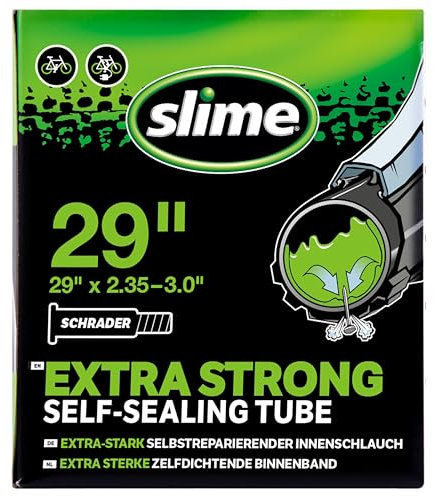 Slime 30100 Cámara Interior de Bicicleta con Sellante de Pinchazos Slime, Sellado Autónomo, Prevenir y Reparar, Válvula Schrader, 29 x 2.35-3.0