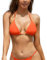 SHEKINI Damen Bikini Sliding Klassischer Triangel Rückenfrei Verstellbarer Ties Up Bikinioberteil(Fluoreszenz Orange-Top Only,Large)