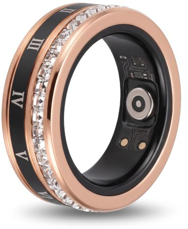Smart Ring, Tragbarer Fitness Tracker Ring, Sportüberwachung für Schrittzählung, Kalorien, IP68 Wasserdichter Smart Ring mit Ladeetui, für Frauen