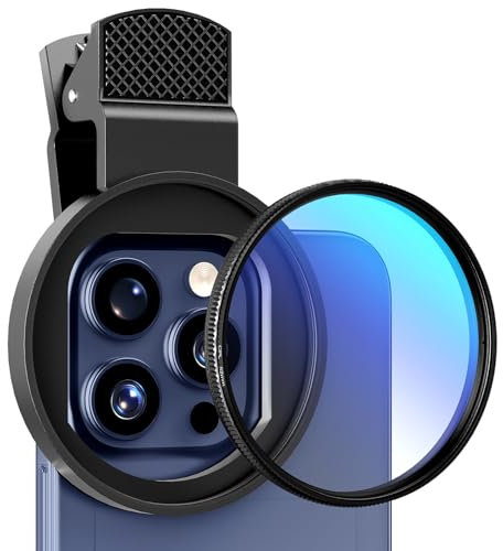 ALILUSSO 52 mm Polarisationsfilter für iPhone, kreisförmige polarisierte Linse mit verbessertem Clip, drehbarer CPL-Filter, kompatibel mit iPhone 16/15/14/13 Pro Max, Samsung, Moto Google TCL Handy