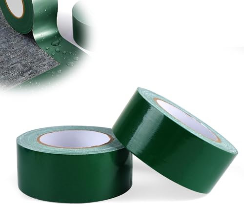 Supaway 2 Rollen Green Panzertape, 50 mm x 30 m Gewebeverstärktes Reparaturband, Wasserfest Duct Tape, Universal Gewebeband, PVC Planenband für Innen & Außen, Mehrzweck, Stark Haftend, Verschleißfest