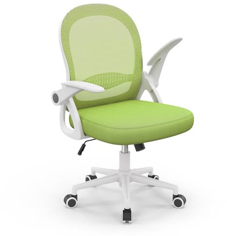 rattantree Office Chair Ergonomic Desk Chair Swivel Computer With 90° Flip-up Armrests and Lumbar Support Height Adjustable Mid-Back Mesh-chair Support for Home/Office - Green