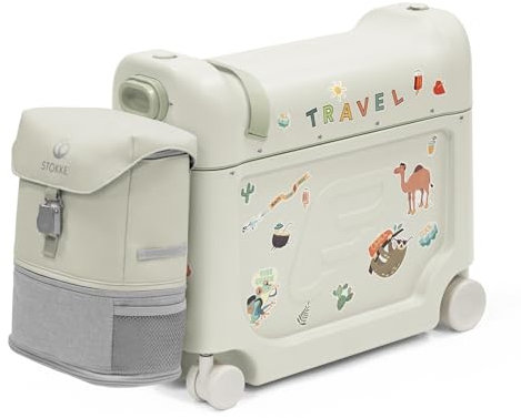 Stokke JetKids Travel Bundle, Sea Green - Enthält den BedBox Aufsitzkoffer & das Backpack - Ideal für Kinder von 2-7 Jahren (bis 35 kg)