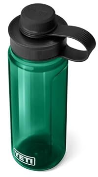 YETI Yonder Water Bottle with Leakproof Tether Cap, Lightweight and BPA-Free, Black Forest Green, 25 oz (750 ml)