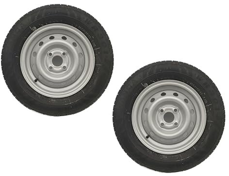2x Komplettrad 155/80R13 84N XL für Pkw-Anhänger & Caravan – Felge 4Jx13 H2 ET30 – Lochkreis 4x100 – Tragkraft 500kg – max. 140 km/h – hochwertige Ersatzräder für Anhänger
