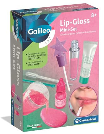 Clementoni Galileo Lab Lip-Gloss Mini Set - Lipgloss selbst herstellen mit echten, sicheren Inhaltsstoffen - Experimentier-Set ab 8 Jahren 59444
