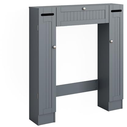 Vicco Toilettenschrank Grau Bianco 89x99x20 cm - Toilettenregal, Nutzt den Platz über der Toilette optimal aus