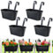YedZen 4Pcs Metal Hanging Flower Pots, Large Metal Iron Hang Plant Pot with Detachable Hooks, Fence Hanging Bucket Pots, Black Plant Pots Planters for Railing, Balcony, Garden
