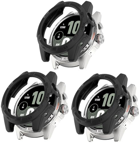 Lot de 3 coques pour TicWatch Atlas - Souple - En TPU - Résistant aux rayures - Pour montre connectée - Noir/noir