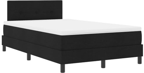 vidaXL Boxspringbett mit Matratze Schwarz 120 x 190 cm Stoff, Elegantes Bett-Design, modernes Schlafzimmer-Dekor, funktionale Schlaflösung, robuste Boxspring, vielseitig.