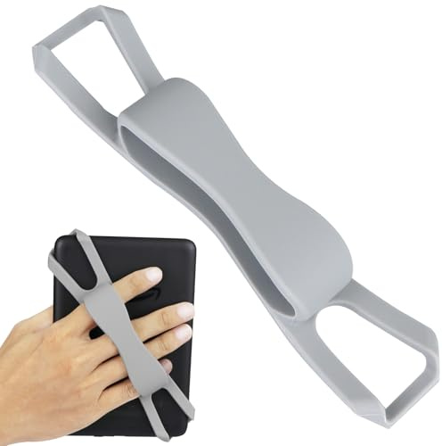 ZhaoCo Non-slip Universal Silicone Finger Grip Strap Holder for 6-8 Kindle eReaders Fire Tablet - Kobo/Voyaga/Lenovo/Sony Kindle E-Book (Grey (New Version))