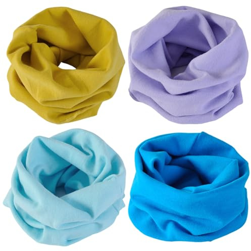 4 Stück Kinder Loop Schal Baby Wärmer Baumwolle Schal Jungen Mädchen Baumwolle Schlauchschal Kinder Mehrzweck Loop Schals Halstuch Kleinkind Winddicht Winter Frühling Herbst Wärmer Schals (E)
