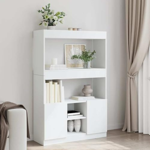 Willood Highboard Weiß 92x33x140 cm Holzwerkstoff