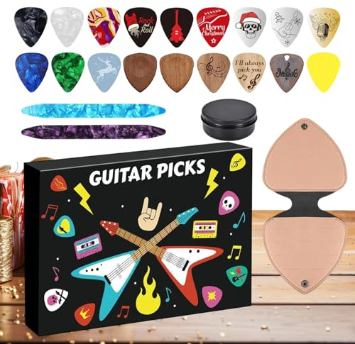 Christmas Countdown - 24-Day Guitar Pick Calendar Set, Musical Holiday Countdown Box, Fun Practice Collection Surprise for Ukulele Lovers, Seasonal Music Accessory, 12.2x8.27x1.57 Inches