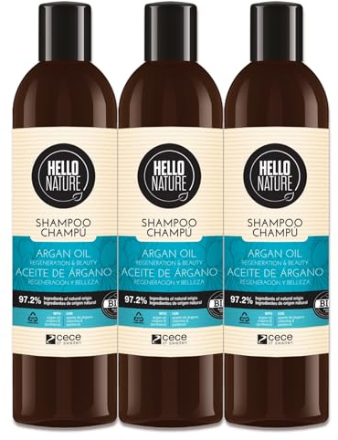 P-Beauty Naturkosmetik Arganöl Shampoo - Vegane Haarpflege für Damen & Herren - Shampoo gegen trockenes & strapaziertes Haar - Sanfte Reinigung, Regeneration & Glanz (3x300ml)
