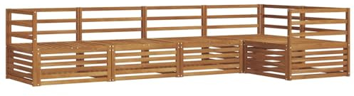 vidaXL Outdoor-Sofagarnitur 5 pcs Natur Massivholz Akazie, Gemütliches Outdoor-Set, modernes Ecksofa, robuster Loungesessel, Gartenmöbel, Terrasse zum Relaxen