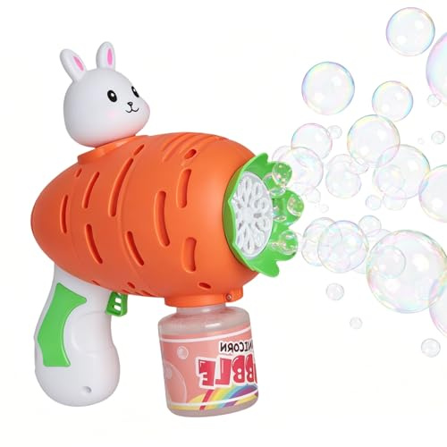 Karotten Seifenblasenpistole - Elektrische Seifenblasenmaschine für Kinder mit auslaufsicherem Design, 10 Löchern für Outdoor, Garten, Ostern, Geburtstag sowie als Geschenk, Seifenblasen Pistolen
