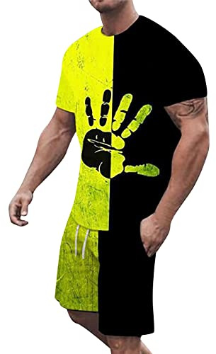 MaNMaNing Completo Uomo Estate Amazon Europa Manica Corta Maglia Pantaloncini Due Pezzi Tuta Set Coordinato Sportivo Uomo