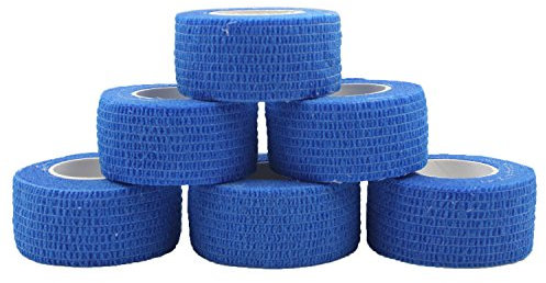 COMOmed Kohäsive Bandage 2,5 cm 6 Stücke Selbstklebend Bandage Kohäsive Athletic Tape alleray getestet Blau Pflasterverband Fingerpflaster wasserfest elastisch Pflasterbandage Blau