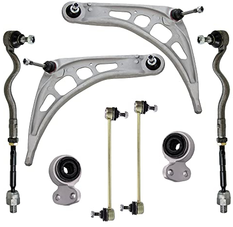 BESTPRICE 2x Querlenker Vorderachse vorne unten links & rechts mit Querlenkerlager, 2x Koppelstange vorne, 2x Spurstange, Kompatibel mit BMW 3er (E46), Z4 (E86) (E85)