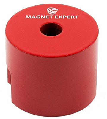 Alnico Button Magnet for High-Temperature and Outdoor Applications - 32mm dia x 25.4mm thick c/w 5mm dia central hole - 4.8kg Pull