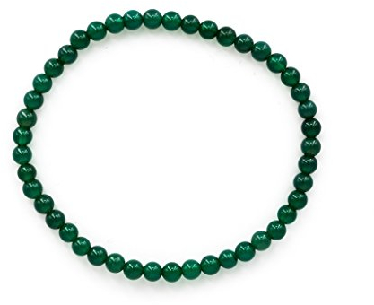 Taddart Minerals – Grünes Armband aus dem natürlichen Edelstein Achat mit 4 mm Kugeln auf elastischem Nylonfaden aufgezogen – handgefertigt