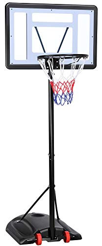 Yaheetech Panier de Basket sur Pied Exterieur Hauteur Réglable 219-279 cm Deux Roues avec Poteau Panneau Panier de Basket-Ball Remplir d’Eau ou de Sable Noir