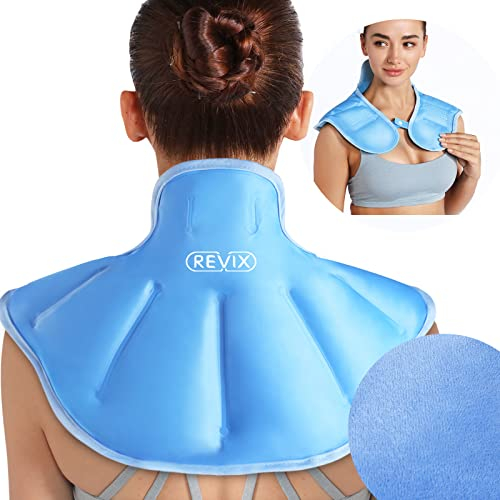 REVIX Gel Kühlpads für Nacken und Schulter Verletzungen, wiederverwendbare, Gel-Kältekompresse zur Schmerzlinderung, extra große und lange Kältekompresse aus weichem Stoff