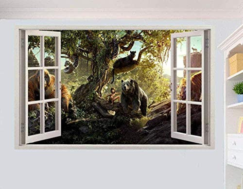 UYEDSR Stickers Muraux Jungle forêt Animaux Stickers muraux 3D Art Affiche Chambre décoration décalcomanie Murale 60x90cm