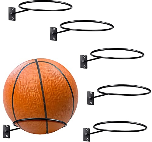 Blulu Ballhalter für Aufbewahrung Präsentation Universales Ball Regal Metall Halter Schwarze Wandhalterung Basketball Fußball Volleyball (9, 25 x 5, 51 Zoll, 6)