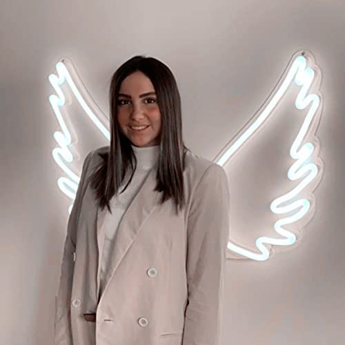 Angel Wings Neon Sign, Large LED Neon Signs for Wall Decor, USB Operated Decorative Marquee Sign Bar Pub Store Club Garage Home Party Decor (White Light）
