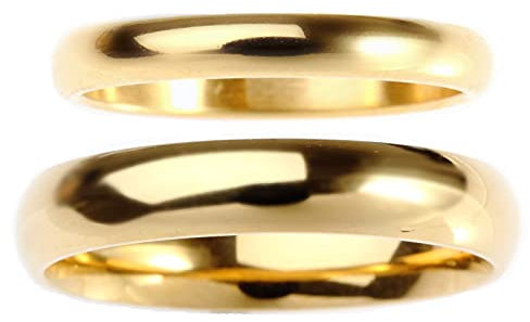 Aotiwe Partnerringe Paar Ring Set Gold Ringe Glänzend, Rostfreier Stahl Damen 49 (15.6) & Herren 60 (19.1)