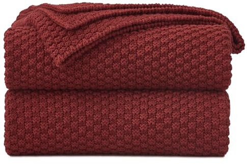 Longhui bedding Gestrickte Wohndecke für Couch, gemütlich, maschinenwaschbar, aus 100 % Baumwolle, Strickdecken für Sofa und Bett, schweres Gewicht von 1,81 kg, 152,4 x 203,2 cm, inklusive Wäschesack