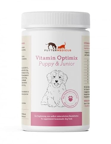 Futtermedicus Vitamin Optimix Puppy & Junior | 500 g | Ergänzungsfuttermittel für Hunde im Wachstum | Futterzusatz zum BARFen und Kochen | Mit wichtigen Nährstoffen