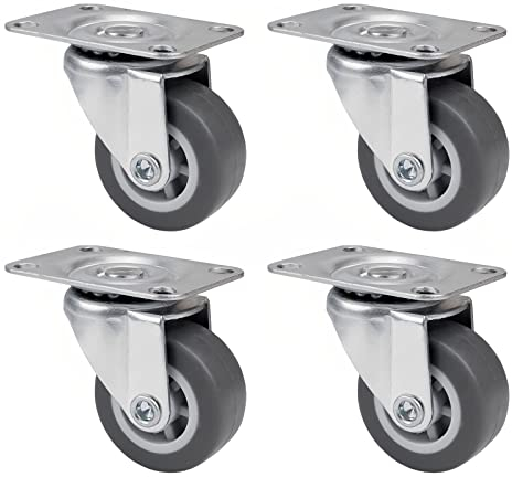PRIOstahl Möbelrollen Lenkrollen Laufrollen Transportrollen Bettkastenrollen - 40mm x 4 Stück Rollen Grau drehbar für Möbel Bettkasten Stuhlrollen TPE-Räder mit Anschraubplatte & Kugellager