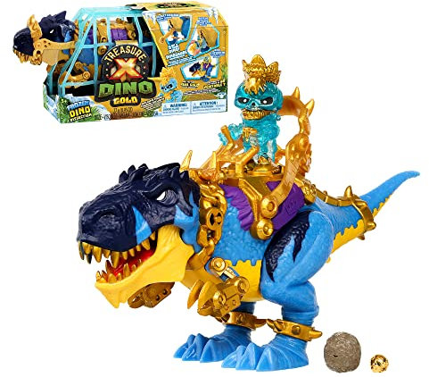 TREASURE X TX Dino Dissection, EIN Blauer T-Rex-Dinosaurier, 15 cm, zum Ausschneiden, in einem Käfig mit Puppe und Zubehör, mit Einer Überraschung im Inneren, 8 Verschiedene Schätze, berühmt
