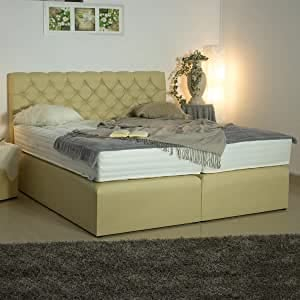 PAARA Boxspringbett London | Chesterfield-Optik | Antirutsch-Matten | Royal-WS® Taschenfederkern Matratze mit GELAX® Topper Kern | Made in Germany (180 x 200 cm)