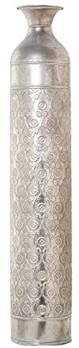 DRW Vase aus Metall in Silber 17 x 89 cm