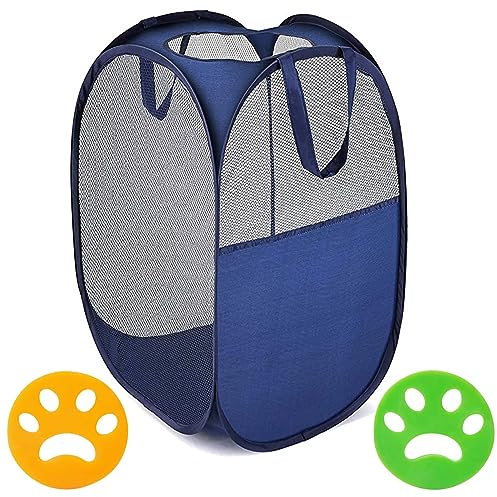 Cesto Portabiancheria Pieghevole, Pop-Up Lavanderia Cesti, Bagagli Sorter Portatile con 2 Cattura Peli Lavatrice, Stoccaggio Paniere, Borse Organizer per Vestiti Sporco, Porta Biancheria Sporca da 75L